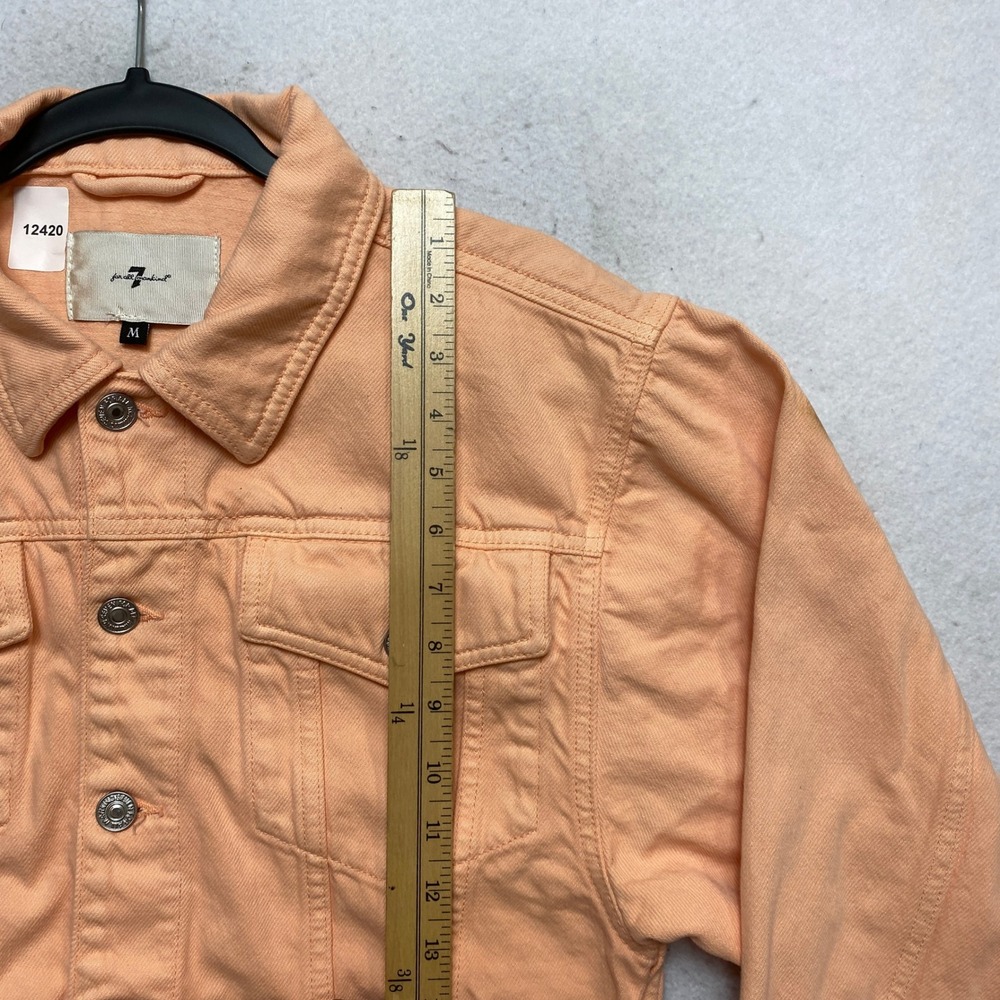 7 For All Mankind Jacket Womens M Peach Cropped Puff Sleeve Button Down - Picture 2 of 10